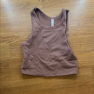 Brown Ribbed Women's Tank Top